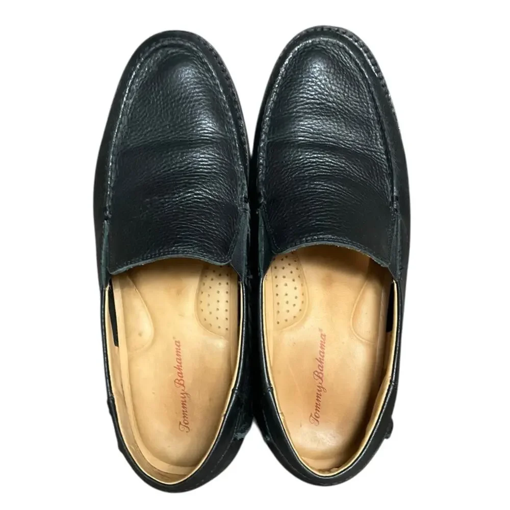 Tommy Bahama Men's Faxon Leather Slip-On Loafers Black Size 9.5 EUC